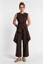 3-Piece Shirt Blouse Trousers Gabardine Set Lby0071 Brown - 3