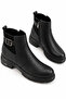 Contesa side buckle zippered women's genuine leather boots black skin - 5