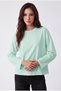 Women's çağla green t-shirt wide sleeve crew neck long sleeve t-shirt - 2
