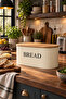 Metal Bread Box with Wooden Lid, Bread Box Cream 18X18 cm - 3