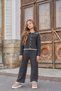 Girl's Knitwear Set Gray Cardigan and Trousers