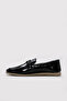 Genuine Leather Black Patent Leather Women's Casual Shoes 238Za3058 - 2