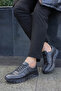 Genuine Leather Furry Black Men's Casual Shoes 951KMA101