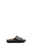 Genuine Leather Black Steel Women's Flat Slippers 733Za912