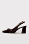 Genuine Leather Claret Red Women's Thick Heeled Shoes 215Za2977 - 3