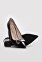 Genuine Leather Black Patent Leather Women's Thick Heeled Shoes 215Za3164 - 3