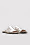 Genuine Leather Gold Women's Flat Slippers 888Za246 - 4