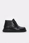 Genuine Leather and Fur Black Women's Thick Sole Boots 217Kza510
