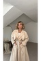 Belted Lined Trench Coat with Cape Cover - 2