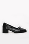 Genuine Leather Black Anthracite Snake Women's Low Heel Shoes 889Za5855