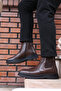 Genuine Leather and Fur Brown Men's Classic Boots 209Kma241