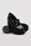 Genuine Leather Black Women's Thick Heeled Shoes 281Za2405 - 3