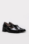 Genuine Leather Black Patent Leather Women's Thick Heeled Shoes 889Za5772 - 4