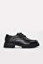 Genuine Leather Black Women's Low Heel Shoes 581Za2841 - 2