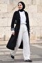 Stripe Pattern Trench Coat - Black - 4