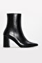 Genuine Leather Black Women's Thick Heeled Boots 215Dza3211