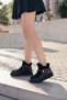 Genuine Leather Fur Black Floter Black Suede Women's Thick Sole Boots 393Kza01