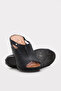 Genuine Leather Black Women's Wedge Heel Slippers 972ZA1001 - 5