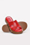 Genuine Leather Red Women's Flat Slippers 621Za858 - 4