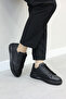 Genuine Leather Black Women's Sports Shoes 934Za108