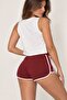Women's White Striped Lace-Up Mini Shorts - 5