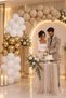 Gold Chrome, White and Stone Sand Color Balloon Chain Birthday Engagement Henna Pastel Bride Set