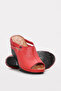 Genuine Leather Red Women's Wedge Heel Slippers 972ZA1001 - 6