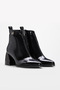 Genuine Leather Black Patent Leather Women's Thick Heeled Boots 064Sza805 - 4