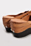 Genuine Leather Tan Women's Wedge Heel Slippers 972ZA1001 - 8