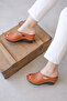 Genuine Leather Tan Women's Wedge Heel Slippers 972ZA1001 - 2