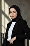 100% pure silk twill scarf black 90x90 – solid color with a crisp texture, hand-sewn - 2