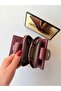 Women's Burgundy Multi-Compartment Zippered Snap-Fastener Wallet with Card Holder and Coin Compartment - 5