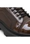 Ba0245 Brown Patent Leather Parachute Detailed Smart Rubber Laces High Sole Casual Men's Shoes - 4
