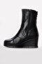 Genuine Leather and Fur Black Women's Wedge Heel Boots 064Kza1039 - 3