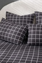 Anthracite Colored, Mini Plaid Patterned Elastic Sheet Set, Single/ Double/ King Size - 4