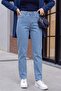High Waist Straight Leg Jeans with Pockets - Light Blue - 3