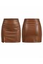 Faux Leather Mini Skirt - Tan |   F1114 - 3