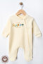 Unisex Happy Printed 0-6 Months Combed Organic Cotton Baby Romper with Booties - 2