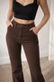 Women's Brown High Waist Spanish Flare Pants - 5