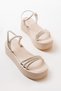Zri̇n861-1100 Premium Beige Daily Wedge Women's Sandals - 5