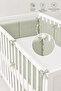 Snap Fastener Crib Side Protector Double Sided 100% Cotton, 4 Piece Set 60X120 cm Full Protection Baby Side Protection Sage