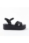 Zri̇n1-1005 Premium Black Daily Wedge Heel Women's Sandals