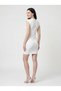 .Noux Women's White Padded Shoulder Detailed Sleeveless Slim Fit Mini Dress - 3