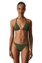 Olive Green Marcelina Side Glitter Mid-Waist Bikini Bottom - 4