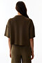 Khaki Crew Neck Cropped Modal Top - 4