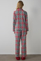Red Plaid Shirt Collar New Year Cotton Pajama Set - 6