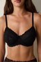Black Curvy Lace Underwire Unpadded Gathering Bra - 5
