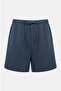 Navy Blue Striped Men's Swim Shorts - 5