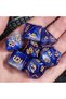 7-Piece Polyhedral Dice Set for RPG and Tabletop Games,Blue and Golden Glitter Resin Dices - 4