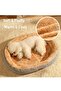 Washable Oval Cat and Dog Bed,Ultra Soft Calming Pet Cushion with Non-Slip Bottom,50x40cm - 4